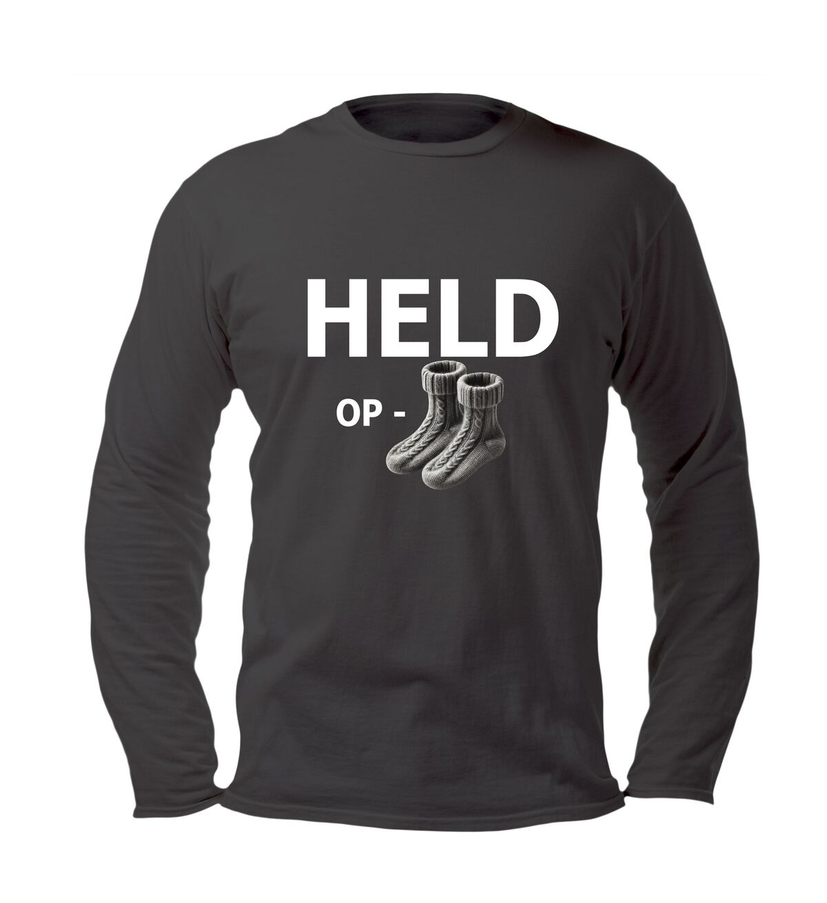 Unisex longsleeve held op sokken met sok afbeelding humor shirt
