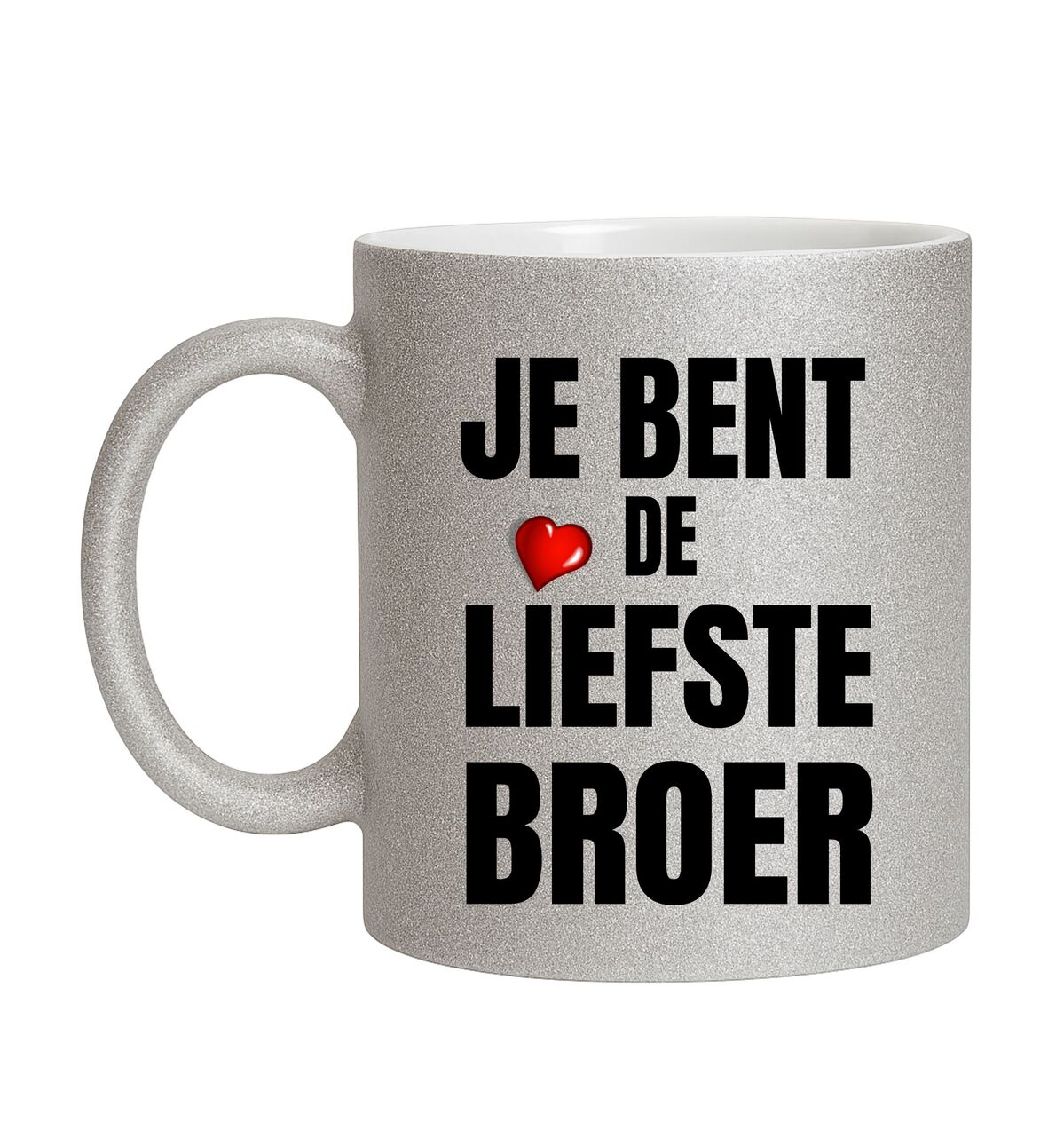 Glitter mok voor de liefste broer stralend zilver en vol liefde