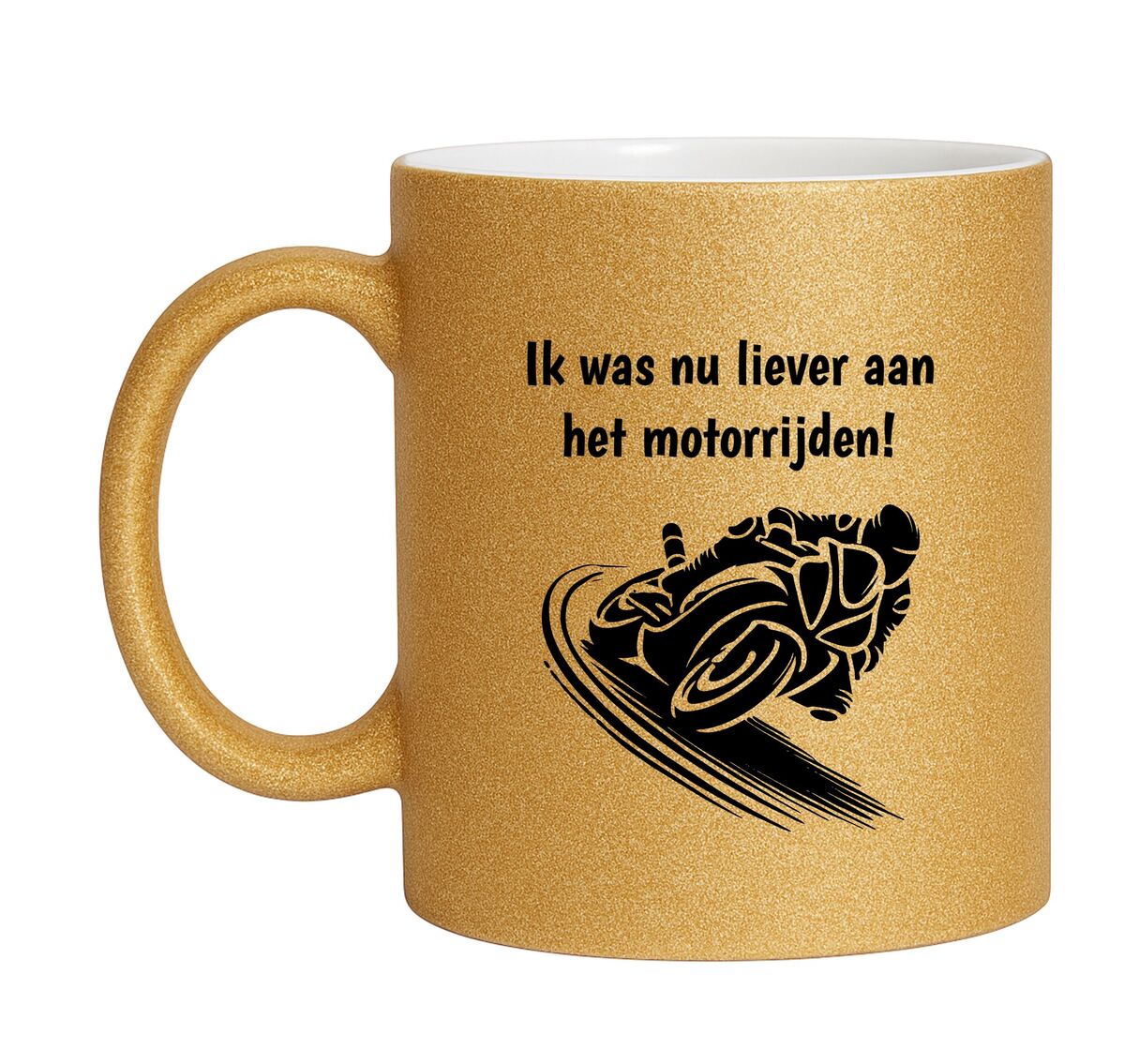 Gouden glitter mok ik was liever aan Het motor rijden
