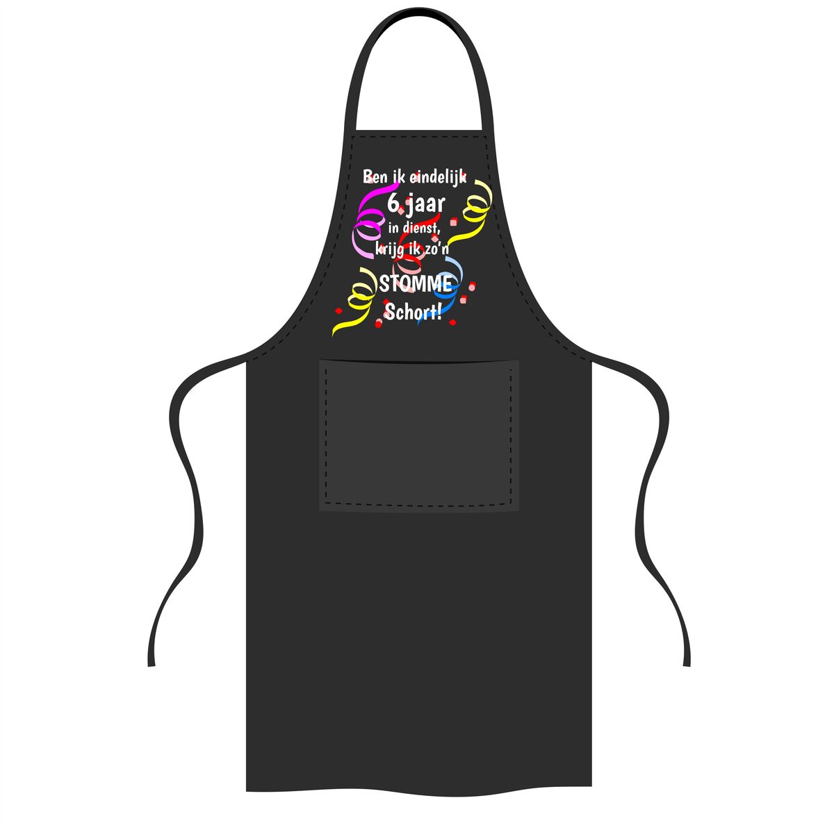 Jubileum schort 6 Jaar dienst humor zelfspot en heel veel herkenning