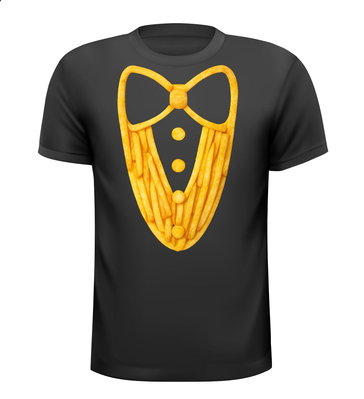 Shirtje met een smoking opdruk van frietjes