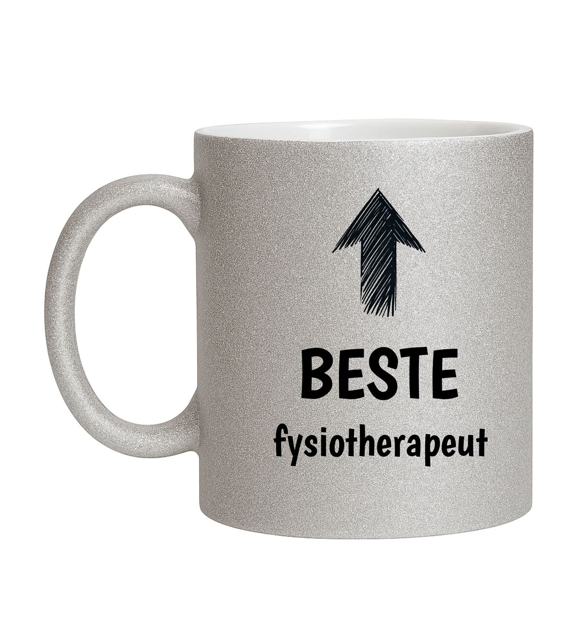 Stralende glitter mok zilver voor de beste fysiotherapeut uniek Cadeau