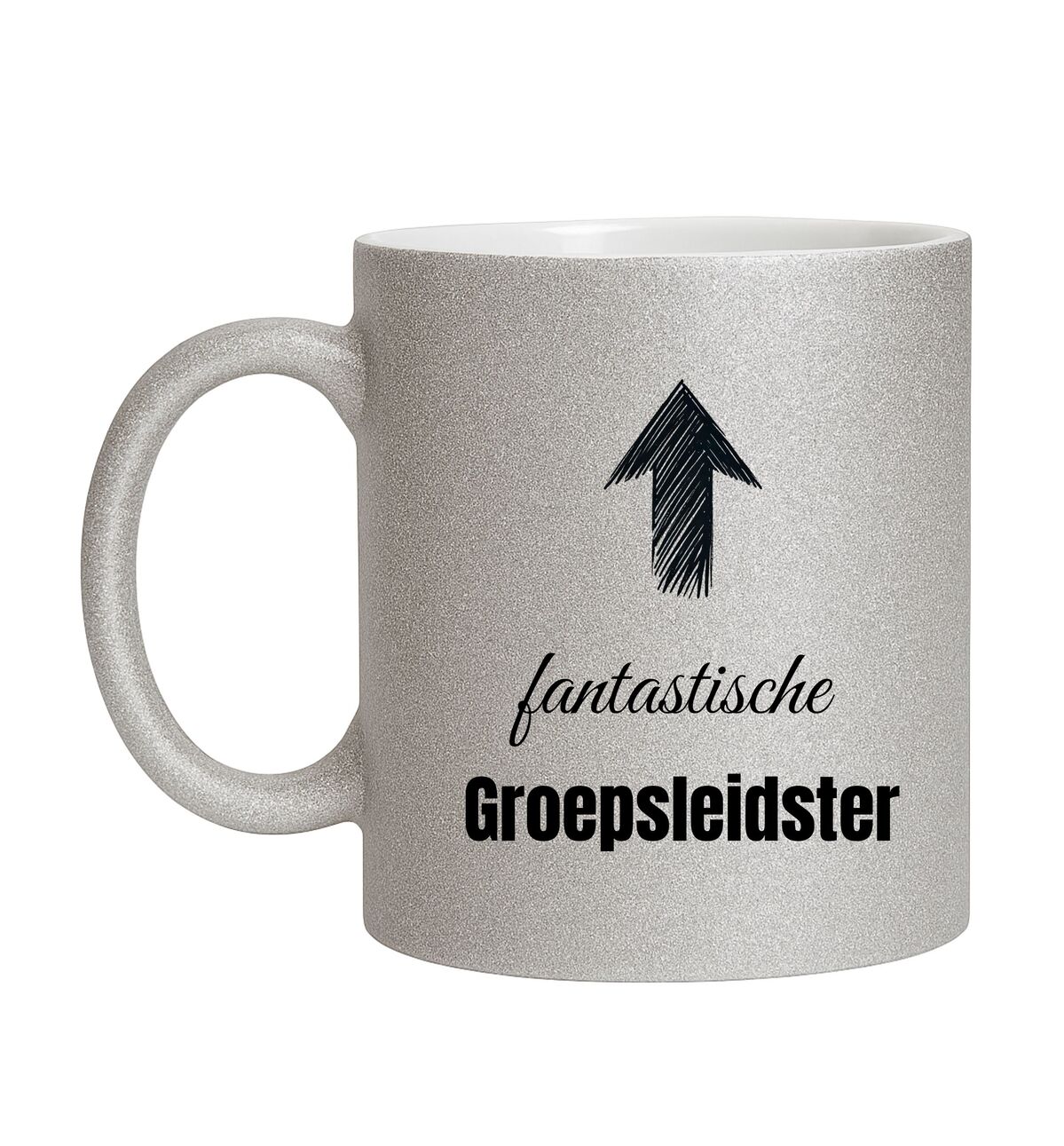 Zilveren glitter mok voor de fantastische groepsleidster die altijd straalt