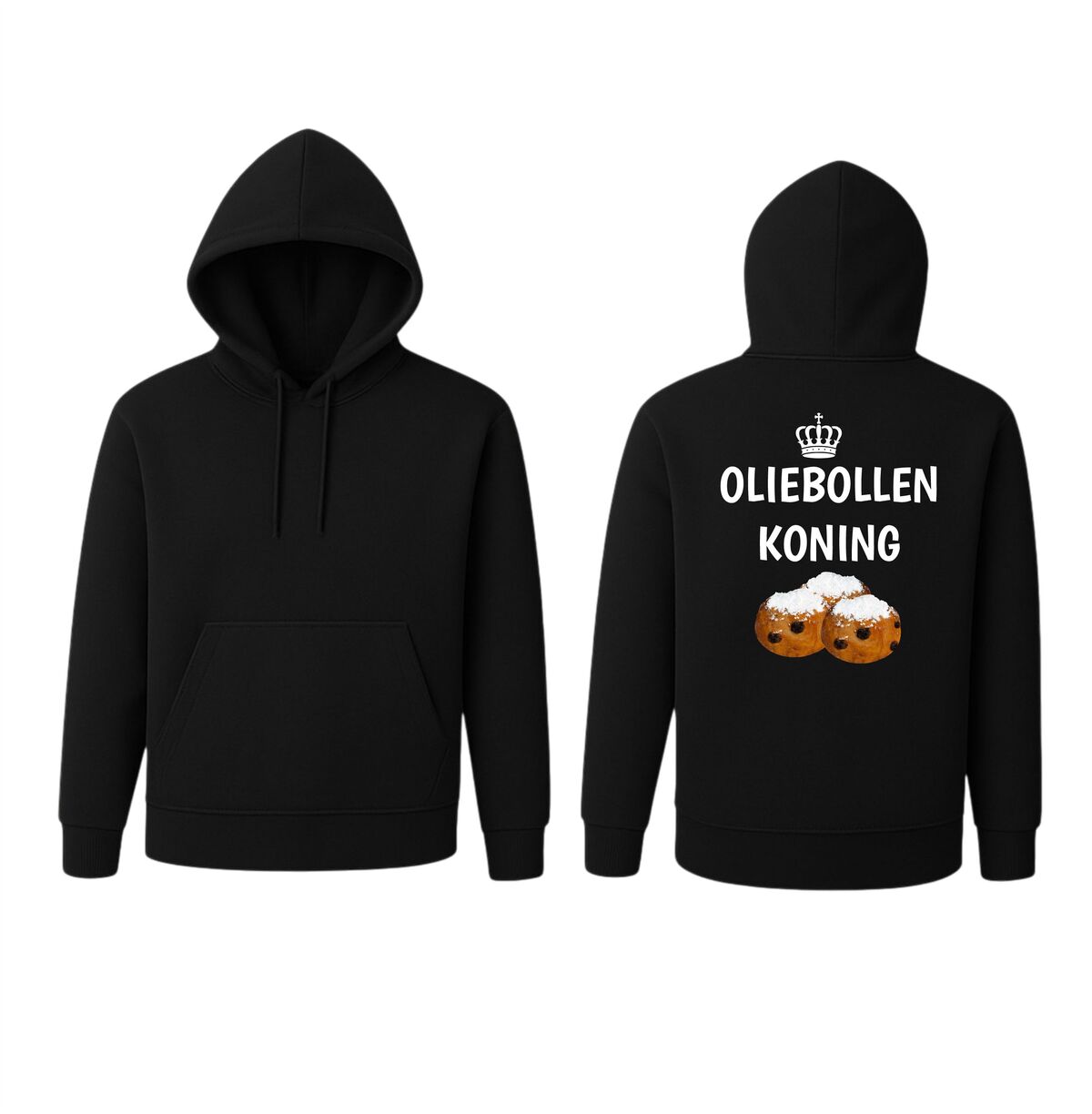 De Oliebollen koning hoodie. warm, stoer en heerlijk hollands
