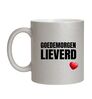 Goedemorgen lieverd zilveren glitter mok met hartje