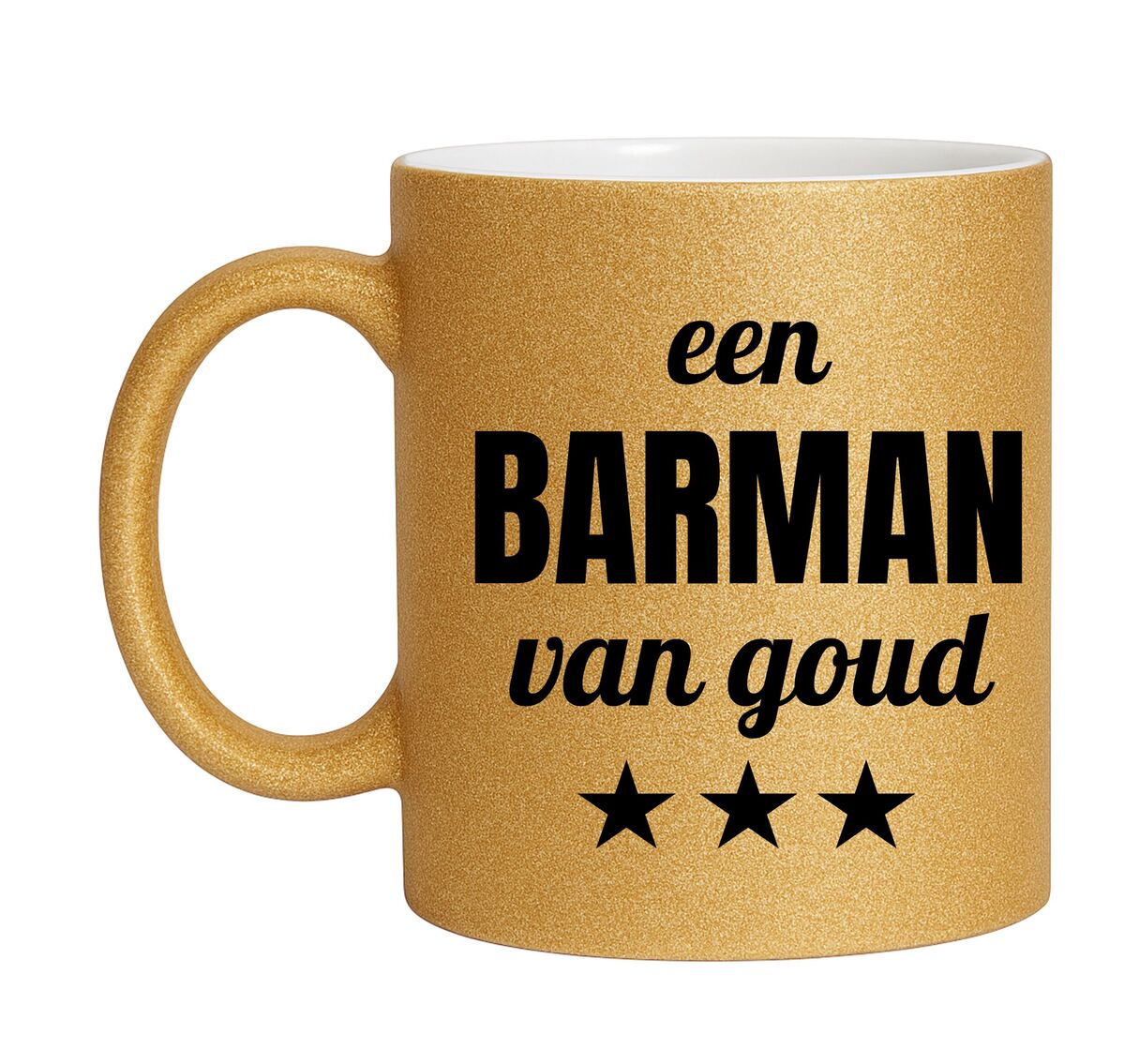 Gouden glitter mok! Voor een barman van goud.