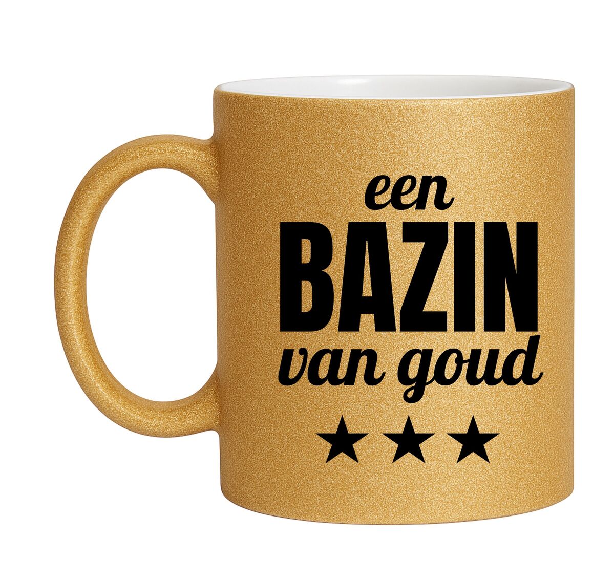 Gouden glitter mok! Voor een bazin van goud.