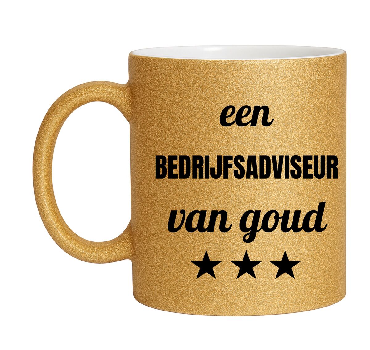 Gouden glitter mok! Voor een bedrijfsadviseur van goud.