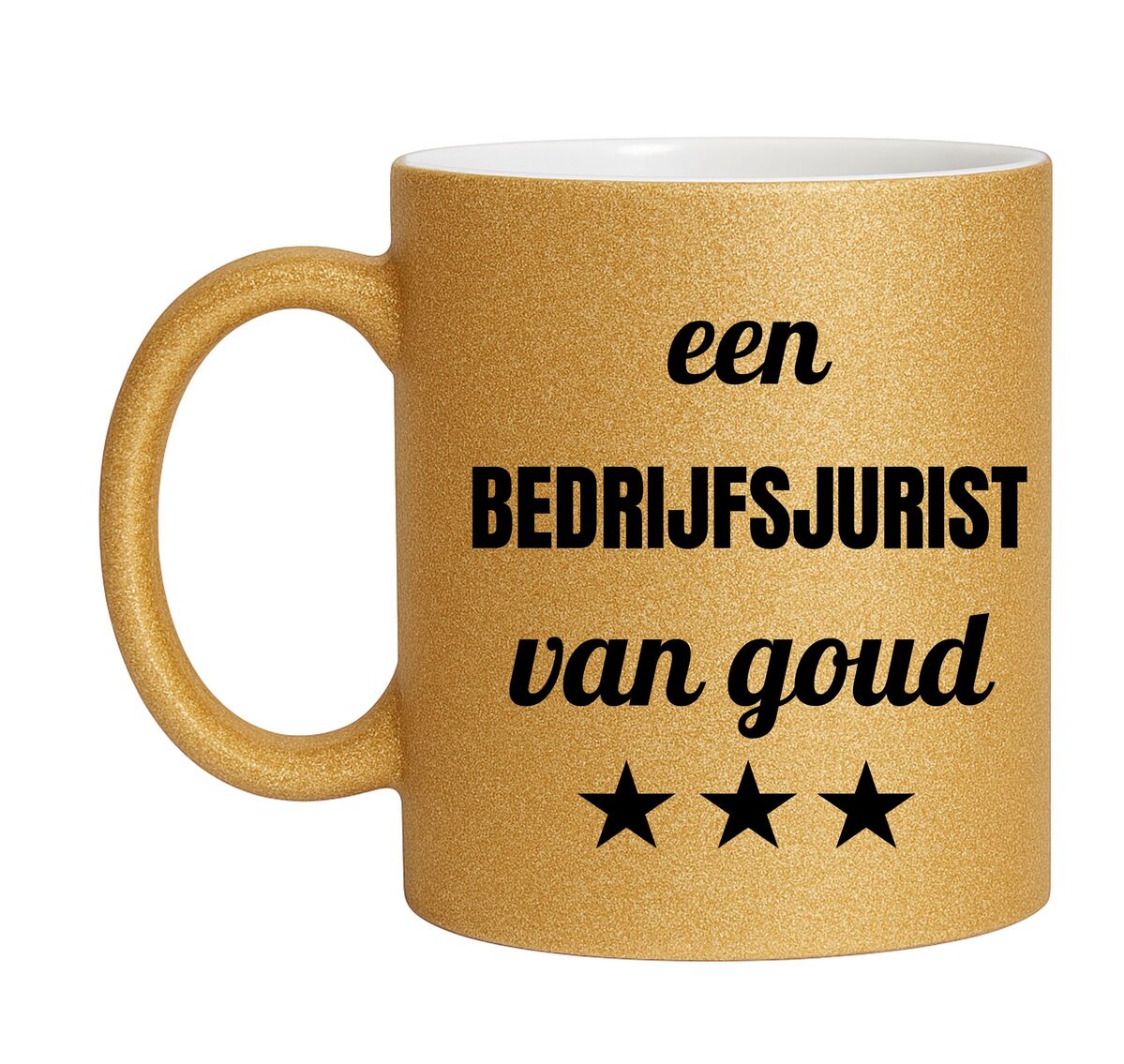 Gouden glitter mok! Voor een bedrijfsjurist van goud.