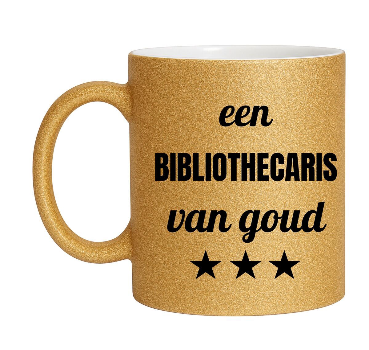 Gouden glitter mok! Voor een bibliothecaris van goud.