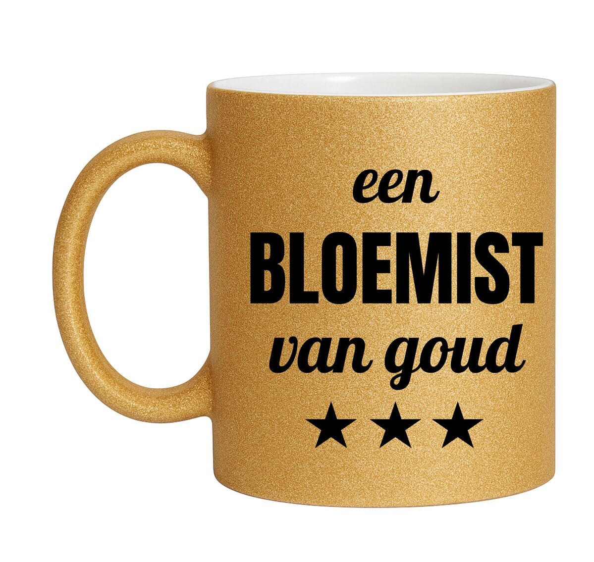 Gouden glitter mok! Voor een bloemist van goud.