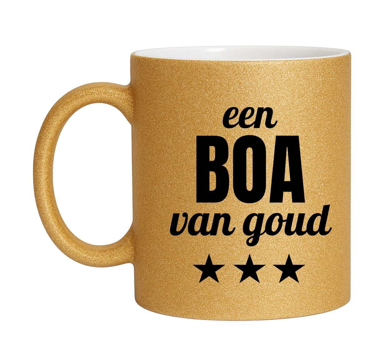 Gouden glitter mok! Voor een boa van goud.
