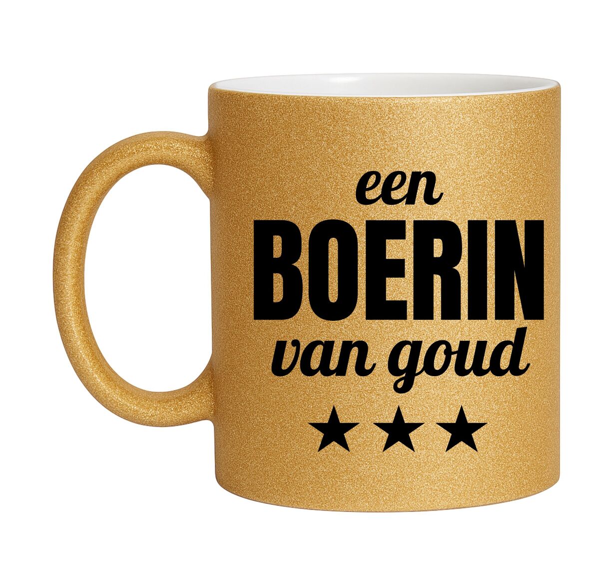 Gouden glitter mok! Voor een boerin van goud.