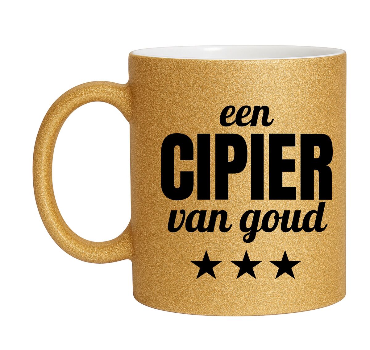 Gouden glitter mok! Voor een cipier van goud.