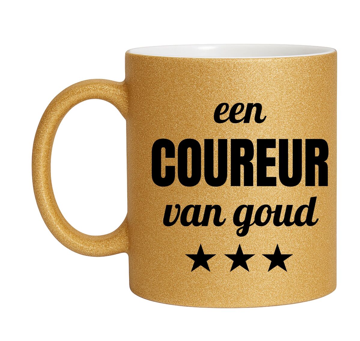 Gouden glitter mok! Voor een coureur van goud.