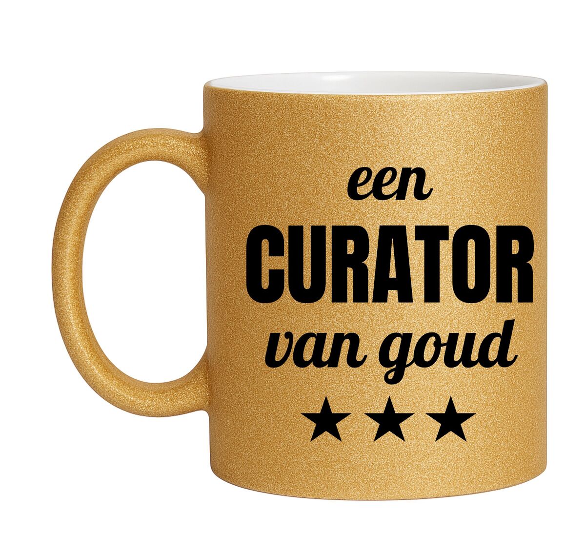 Gouden glitter mok! Voor een curator van goud.