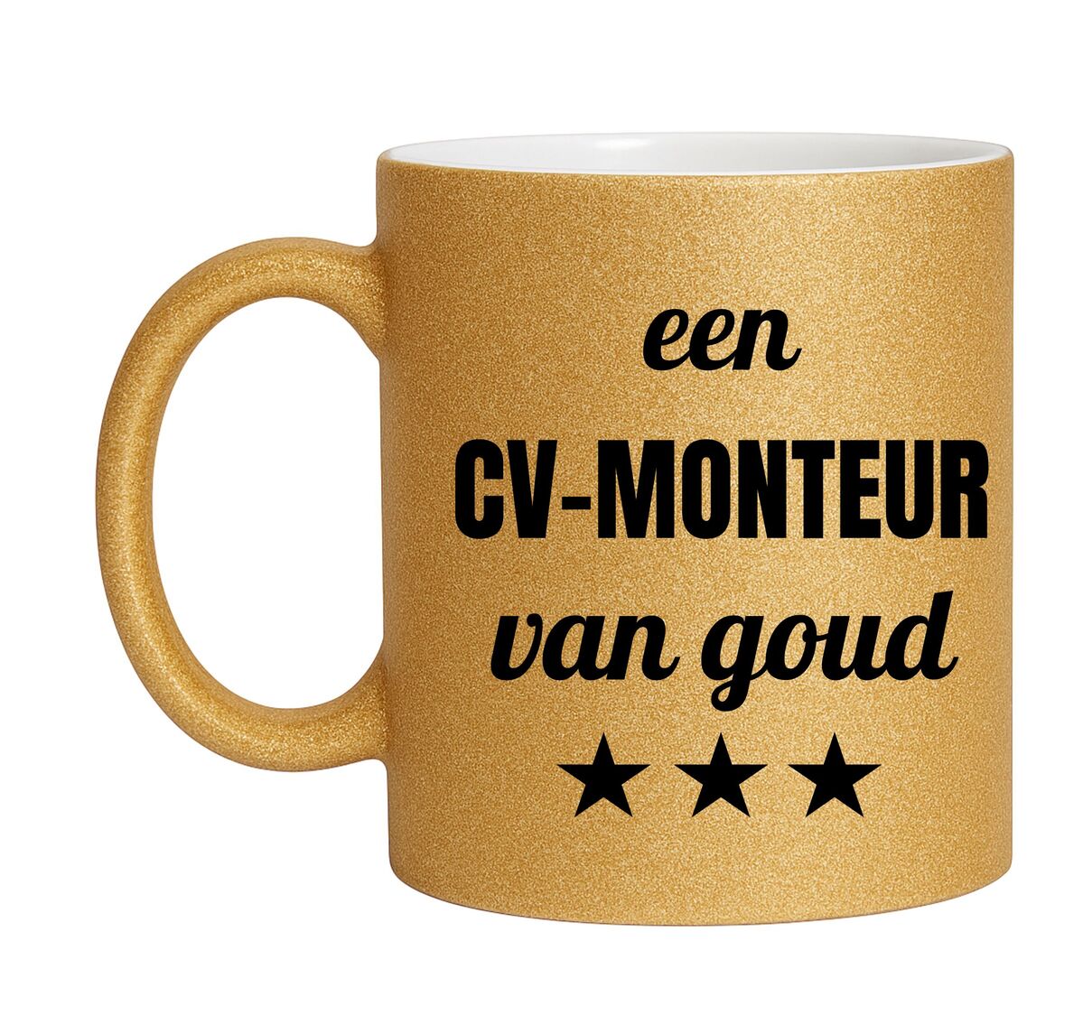Gouden glitter mok! Voor een cv-monteur van goud.