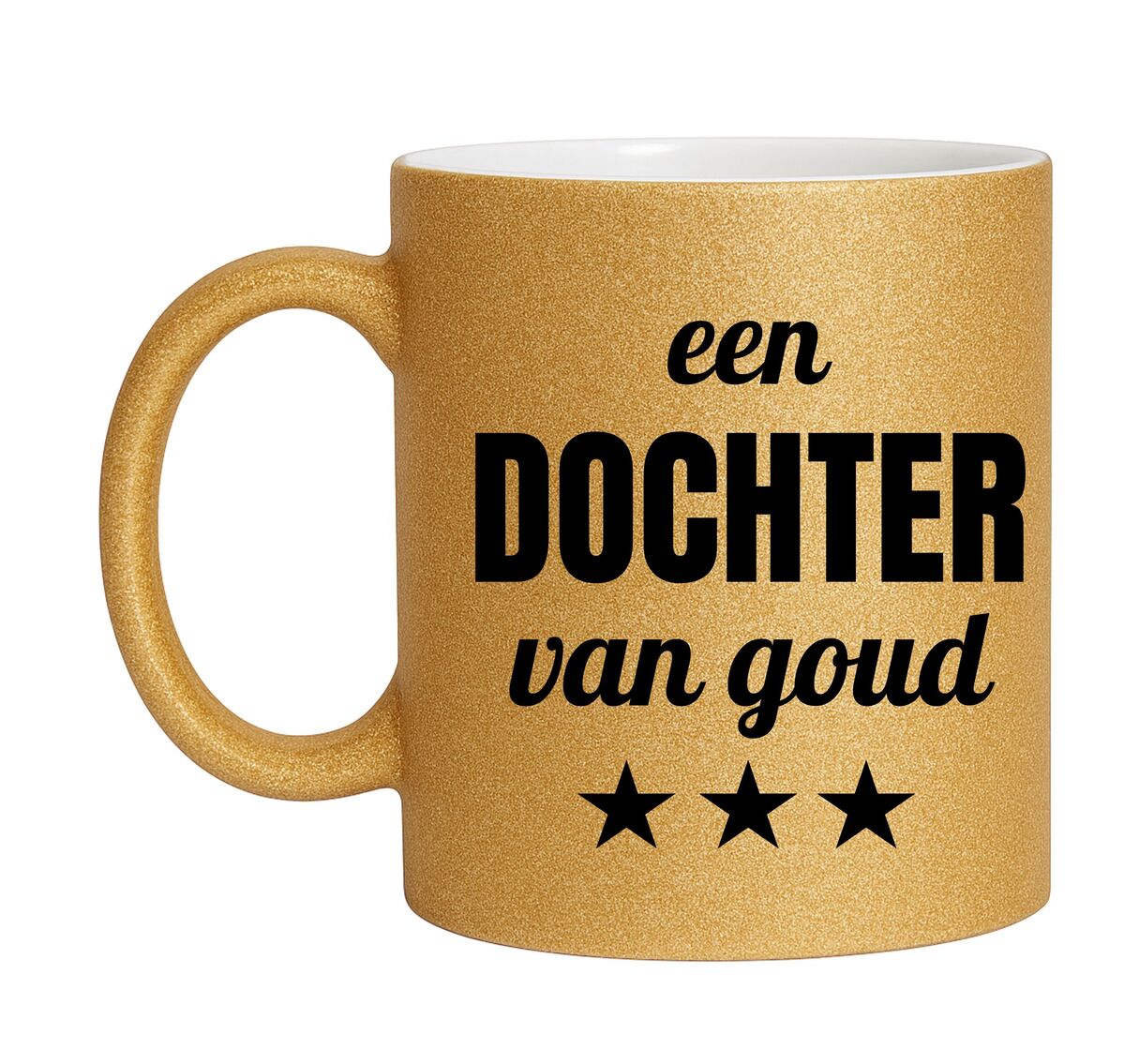 Gouden glitter mok! Voor een dochter van goud.