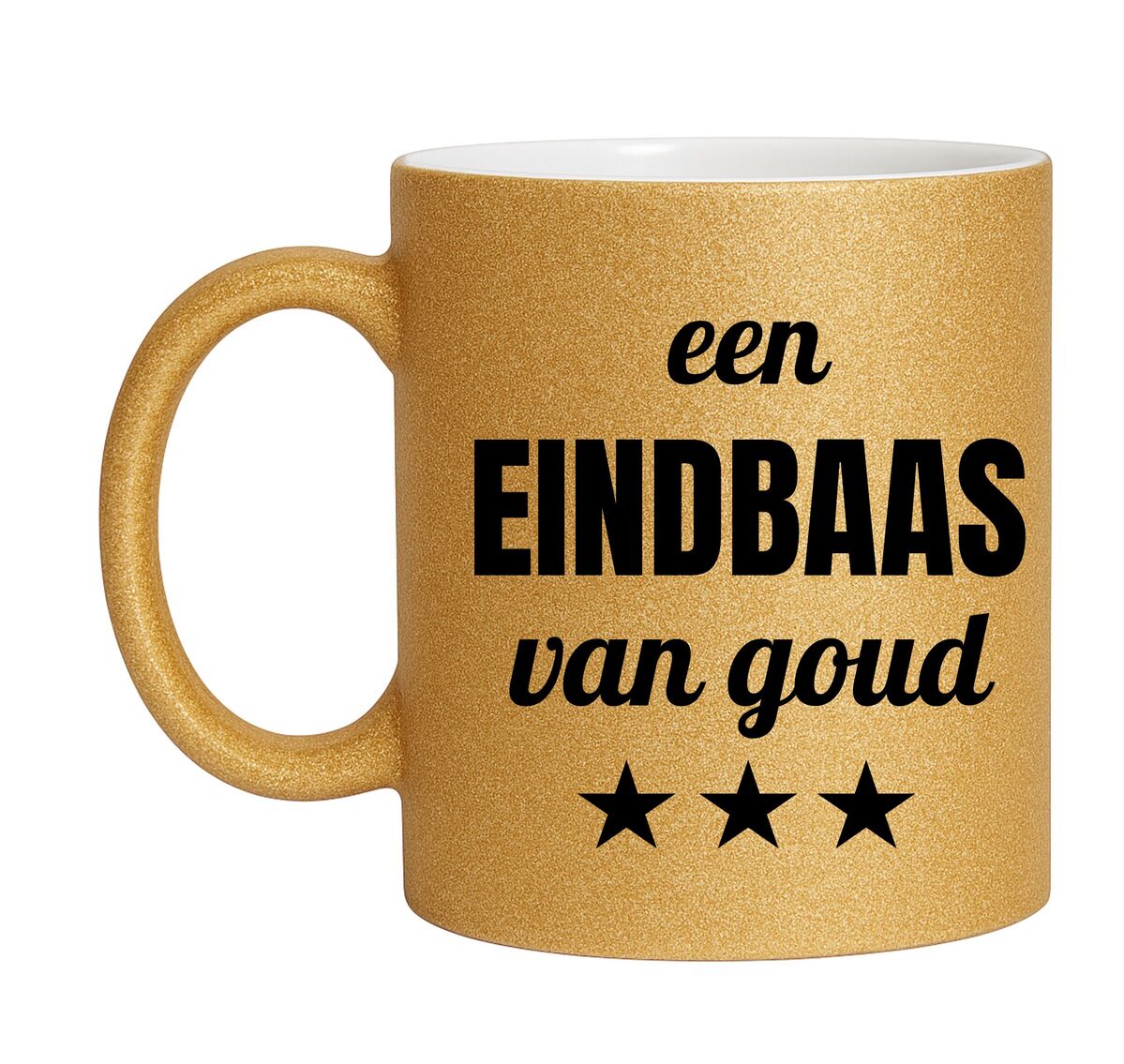 Gouden glitter mok! Voor een eindbaas van goud.