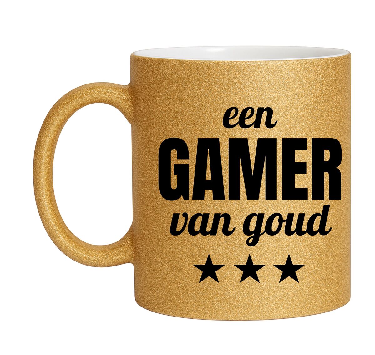 Gouden glitter mok! Voor een gamer van goud.