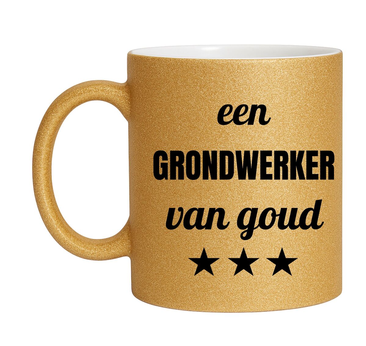 Gouden glitter mok! Voor een grondwerker van goud.