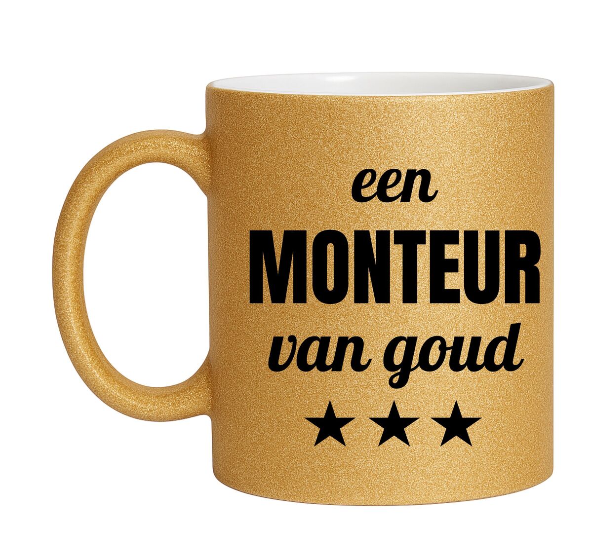 Gouden glitter mok! Voor een monteur van goud.