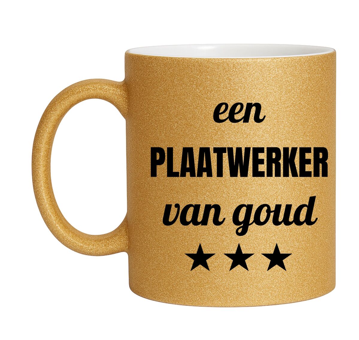 Gouden glitter mok! Voor een plaatwerker van goud.