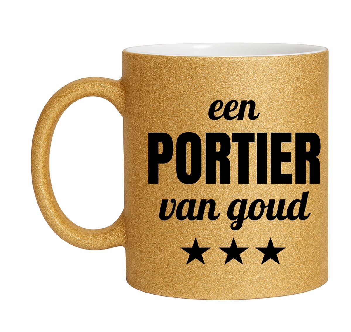 Gouden glitter mok! Voor een portier van goud.