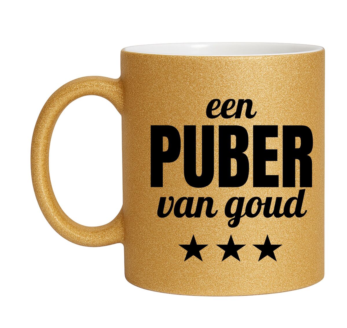 Gouden glitter mok! Voor een puber van goud.