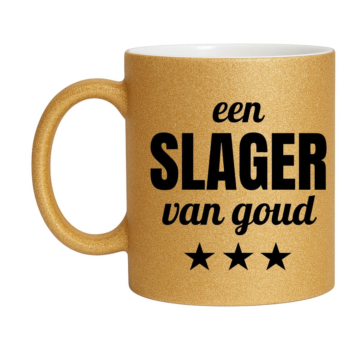 Gouden glitter mok! Voor een slager van goud.