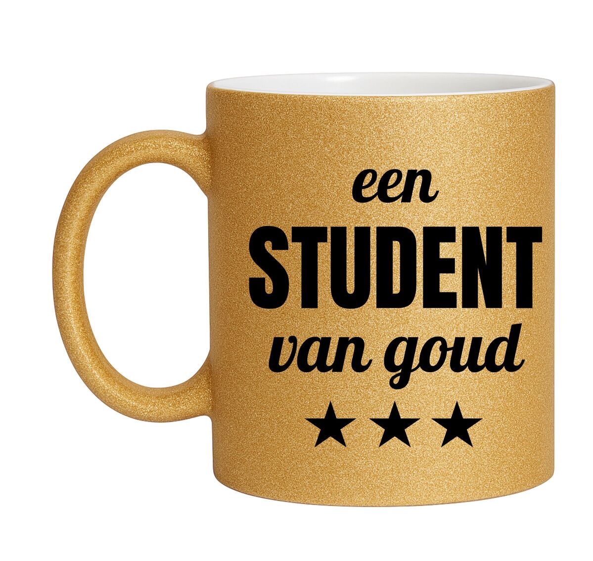 Gouden glitter mok! Voor een student van goud.
