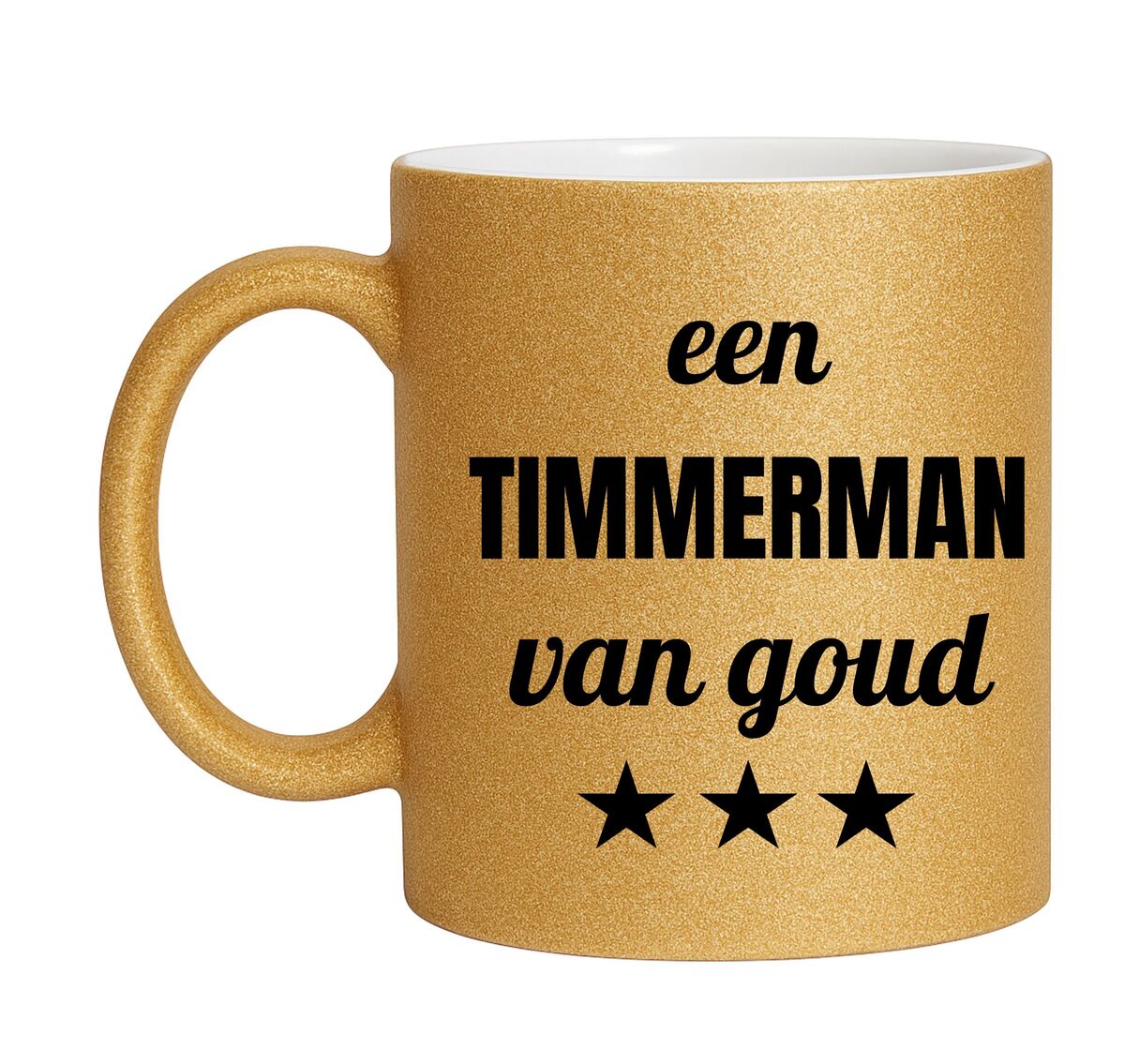 Gouden glitter mok! Voor een timmerman van goud.