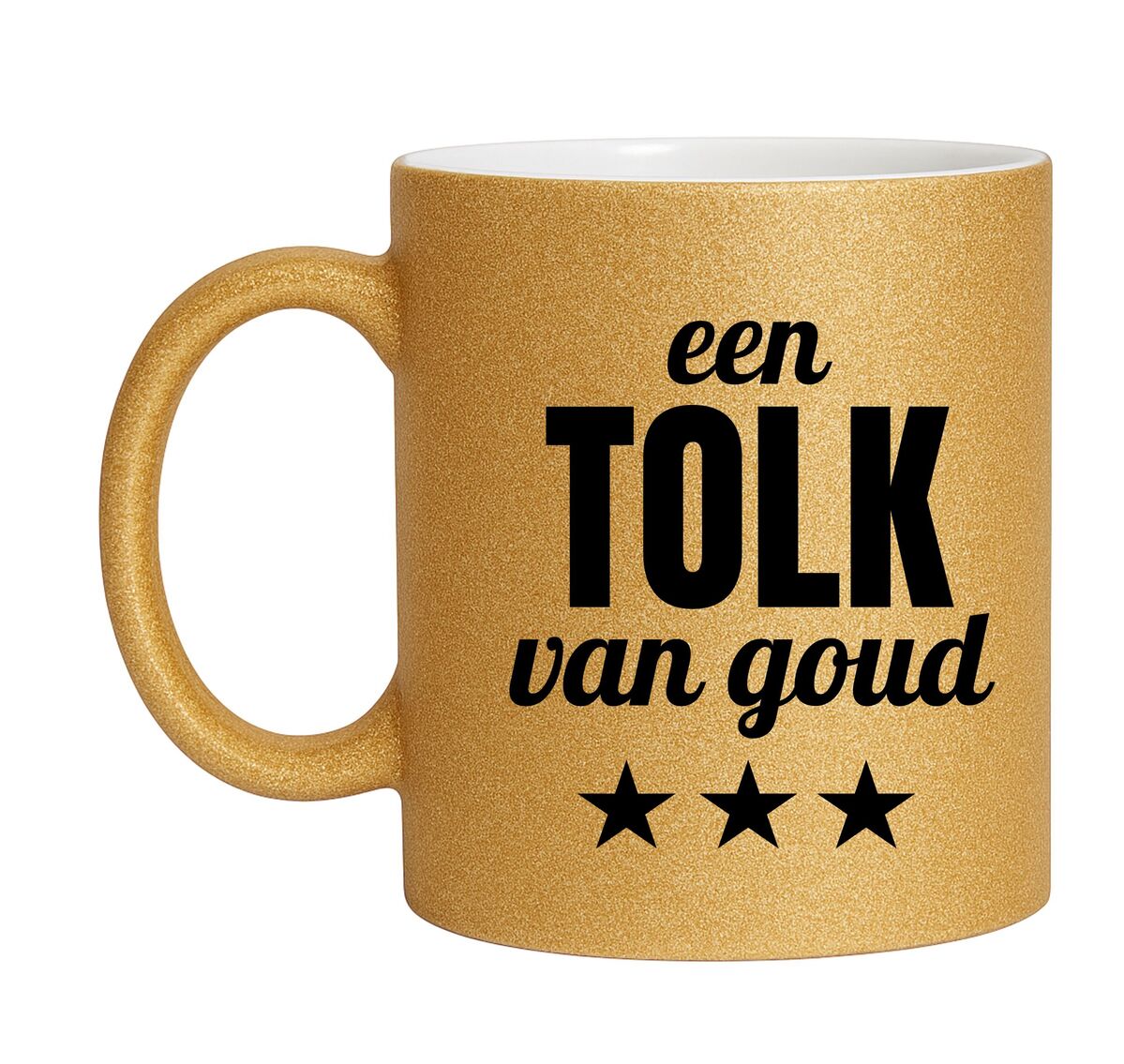 Gouden glitter mok! Voor een tolk van goud.
