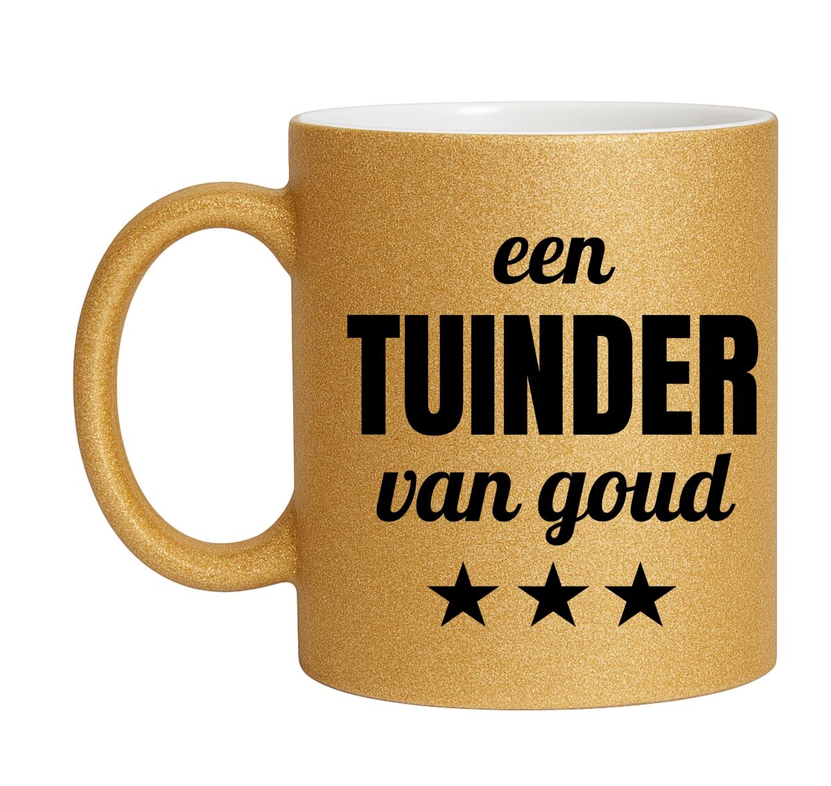 Gouden glitter mok! Voor een tuinder van goud.