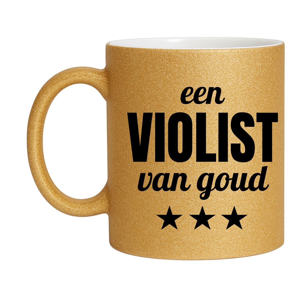 Gouden glitter mok! Voor een violist van goud.