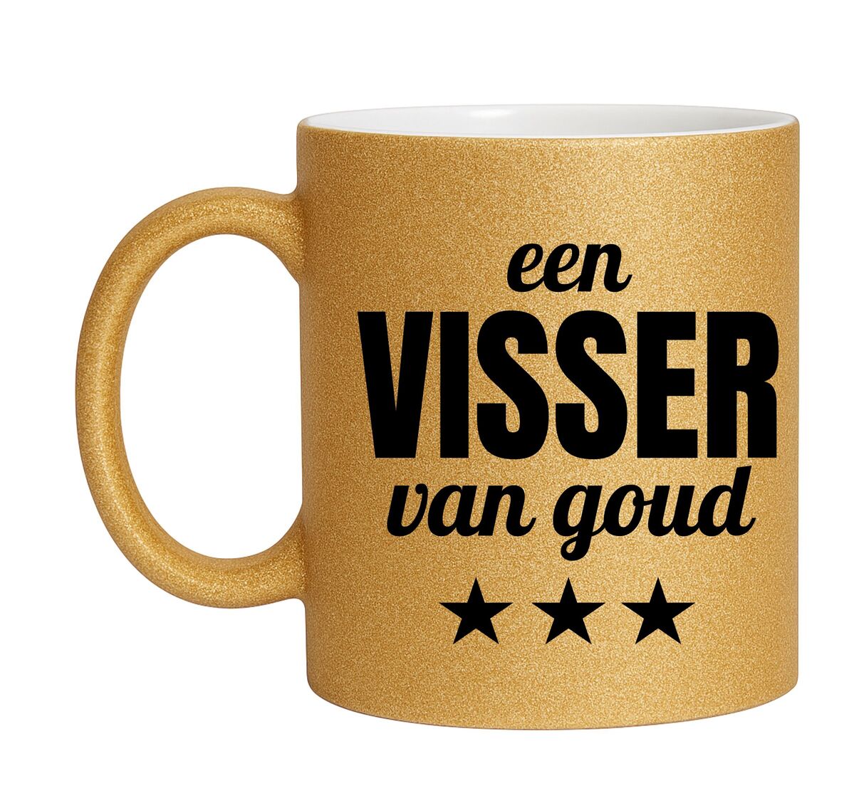Gouden glitter mok! Voor een visser van goud.