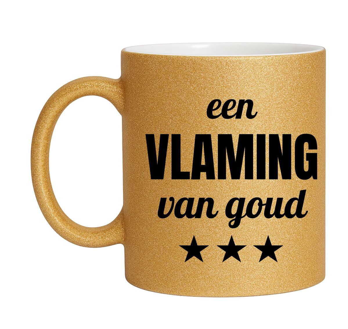 Gouden glitter mok! Voor een vlaming van goud.