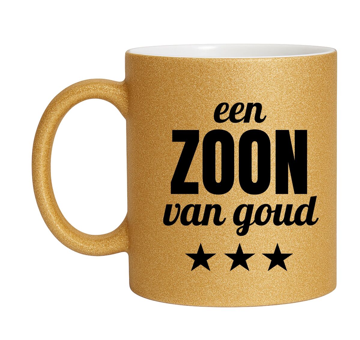 Gouden glitter mok! Voor een zoon van goud.