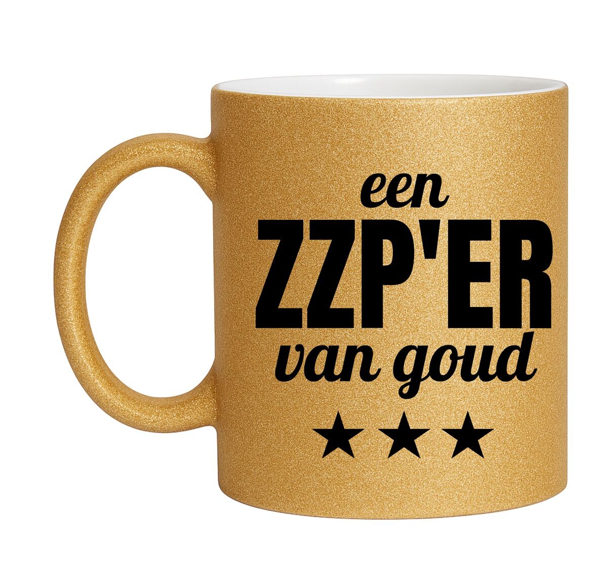 Gouden glitter mok! Voor een zzp'er van goud.