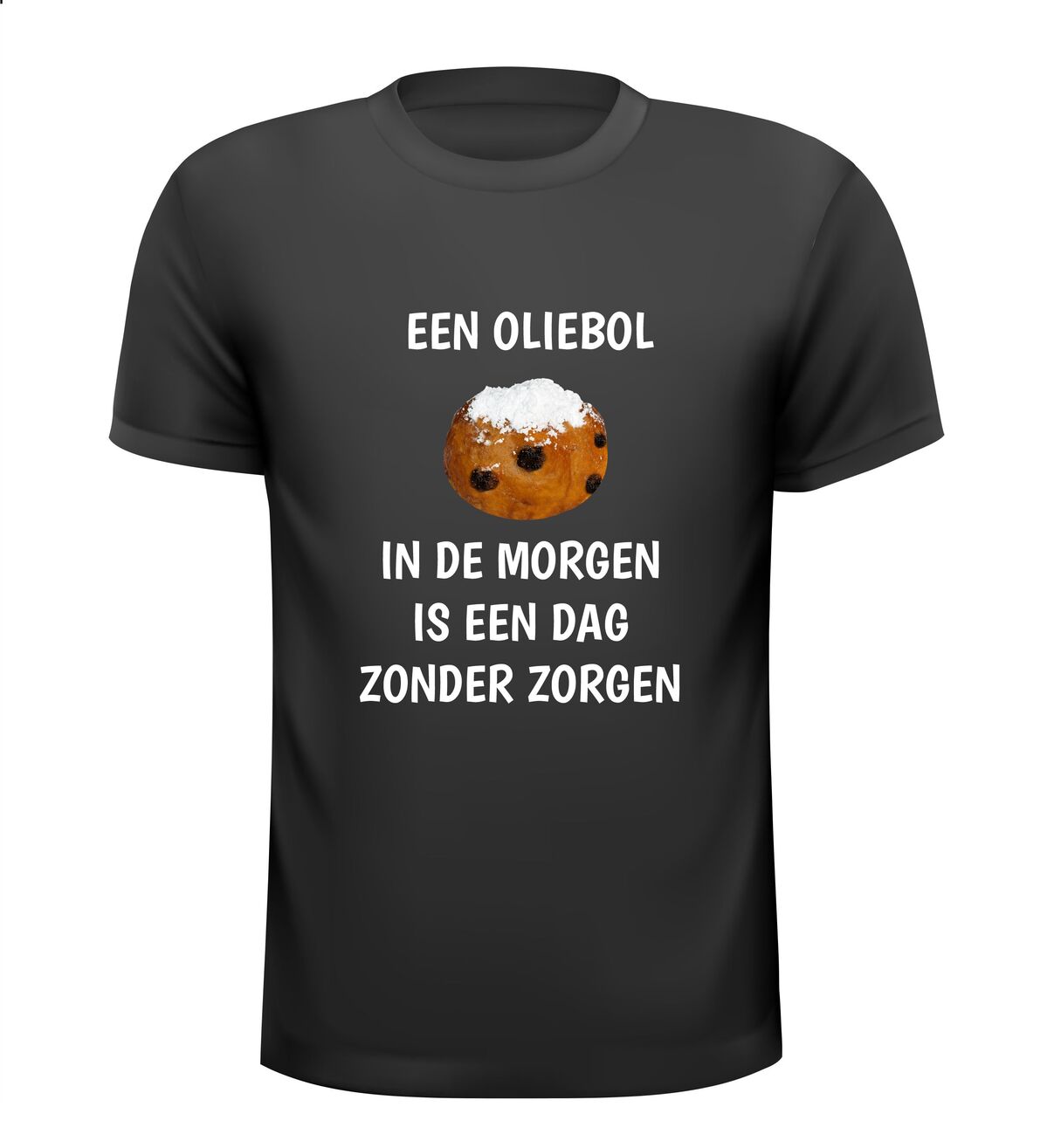 Grappig typisch nederlands t-shirt een oliebol in de morgen is een dag zonder zorgen