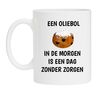 foto 1 Grappige mok met tekst een oliebol in de morgen is een dag zonder zorgen