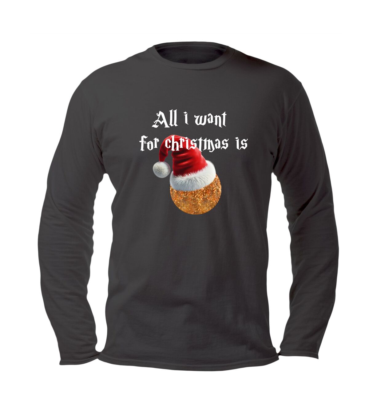 Kerst shirt lange mouw All i want for christmas is een bitterbal