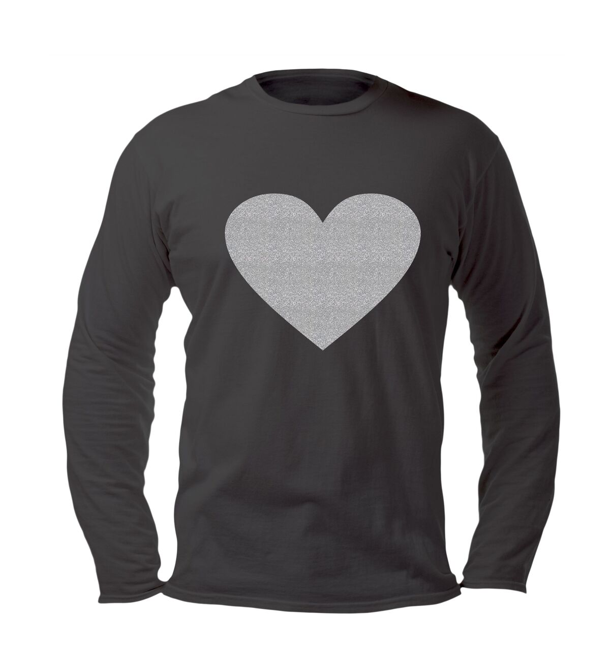 Longsleeve met glitter zilveren hart shine in silver