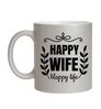 Mok met zilver glitters happy wife happy life grappig humor