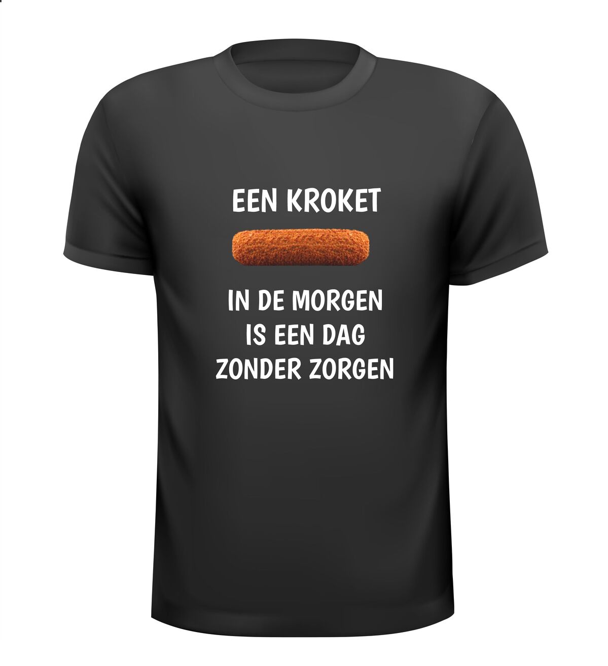 T-shirt een kroket in de morgen is een dag zonder zorgen grappig Nederlands shirt