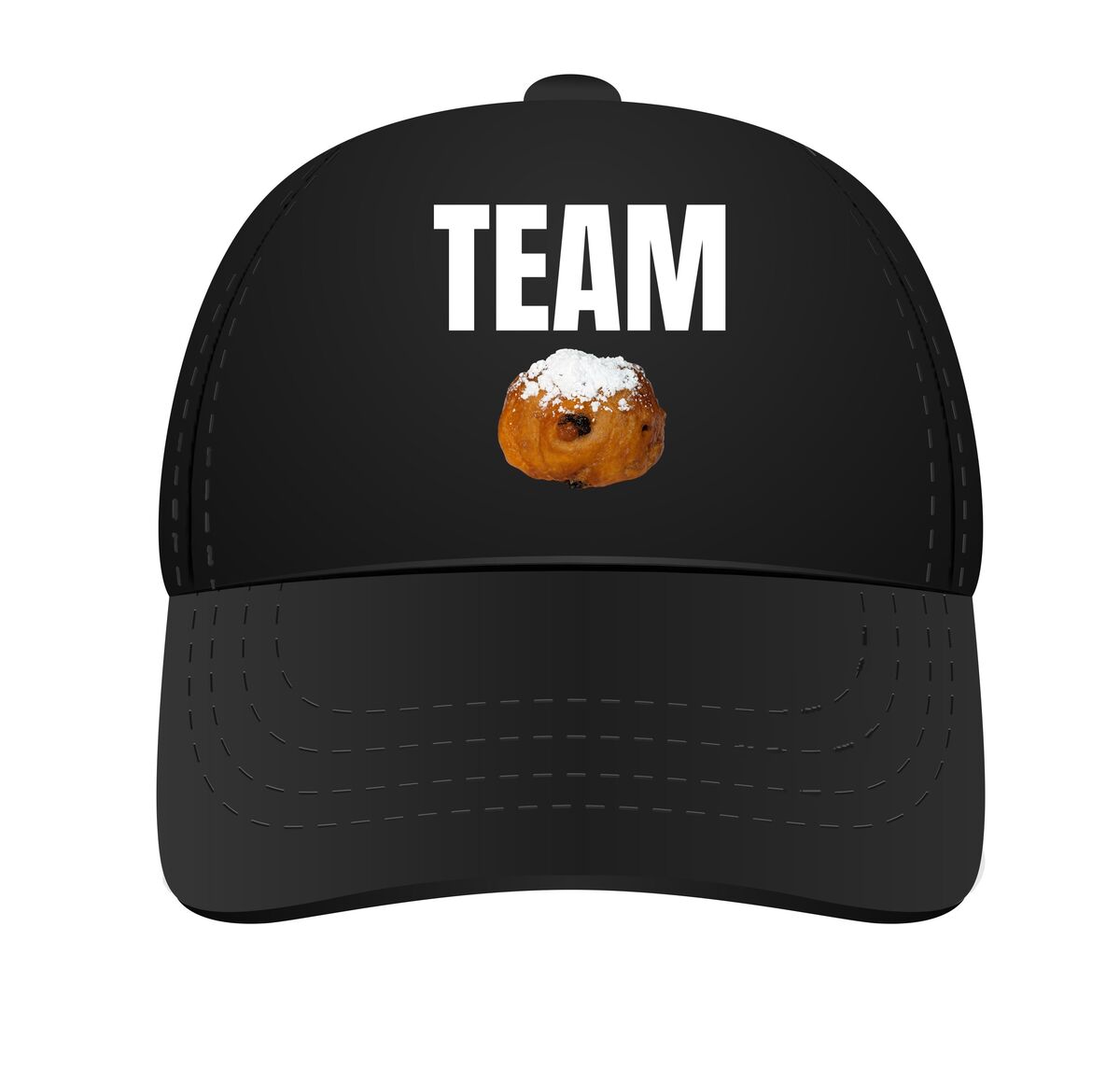 Team oliebol cap met oliebol afbeelding grappige pet voor oud en nieuw