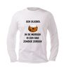 foto 4 Unisex longsleeve met tekst een oliebol in de morgen is een dag zonder zorgen met Oliebol afbeelding
