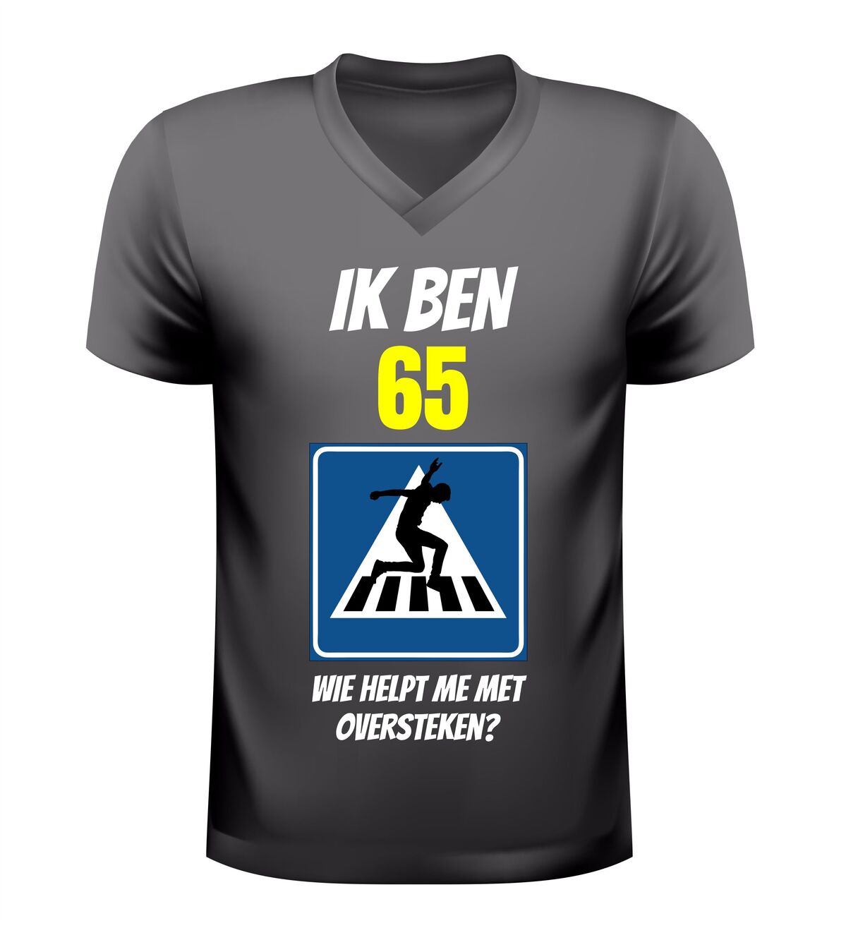 65 jaar heren v-hals shirt wie helpt me met oversteken