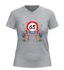 foto 5 65 jaar verjaardag shirt dames v-Hals grappig t-Shirt met twee oude omaatjes en Wandelstokken