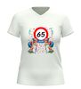 foto 6 65 jaar verjaardag shirt dames v-Hals grappig t-Shirt met twee oude omaatjes en Wandelstokken